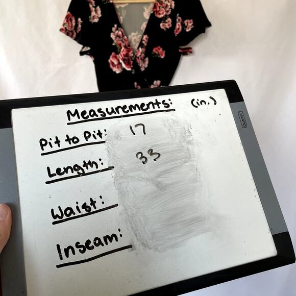 IZ Byer black and pink floral wraparound style dress mini women's size S flutter - Picture 6 of 7